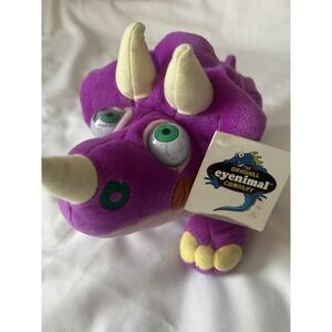 VTG Eyenimal Plush Purple Taylor The Triceratops Dinosaur Moving Eyes 1998 W/Tag